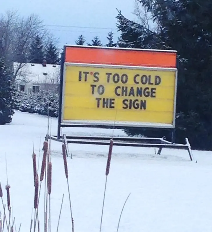 Snowy Sign Change Humor