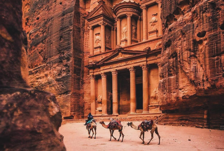 Petra is a best fall destination, with its stunning carved stone facades shining in the warm autumn sun.